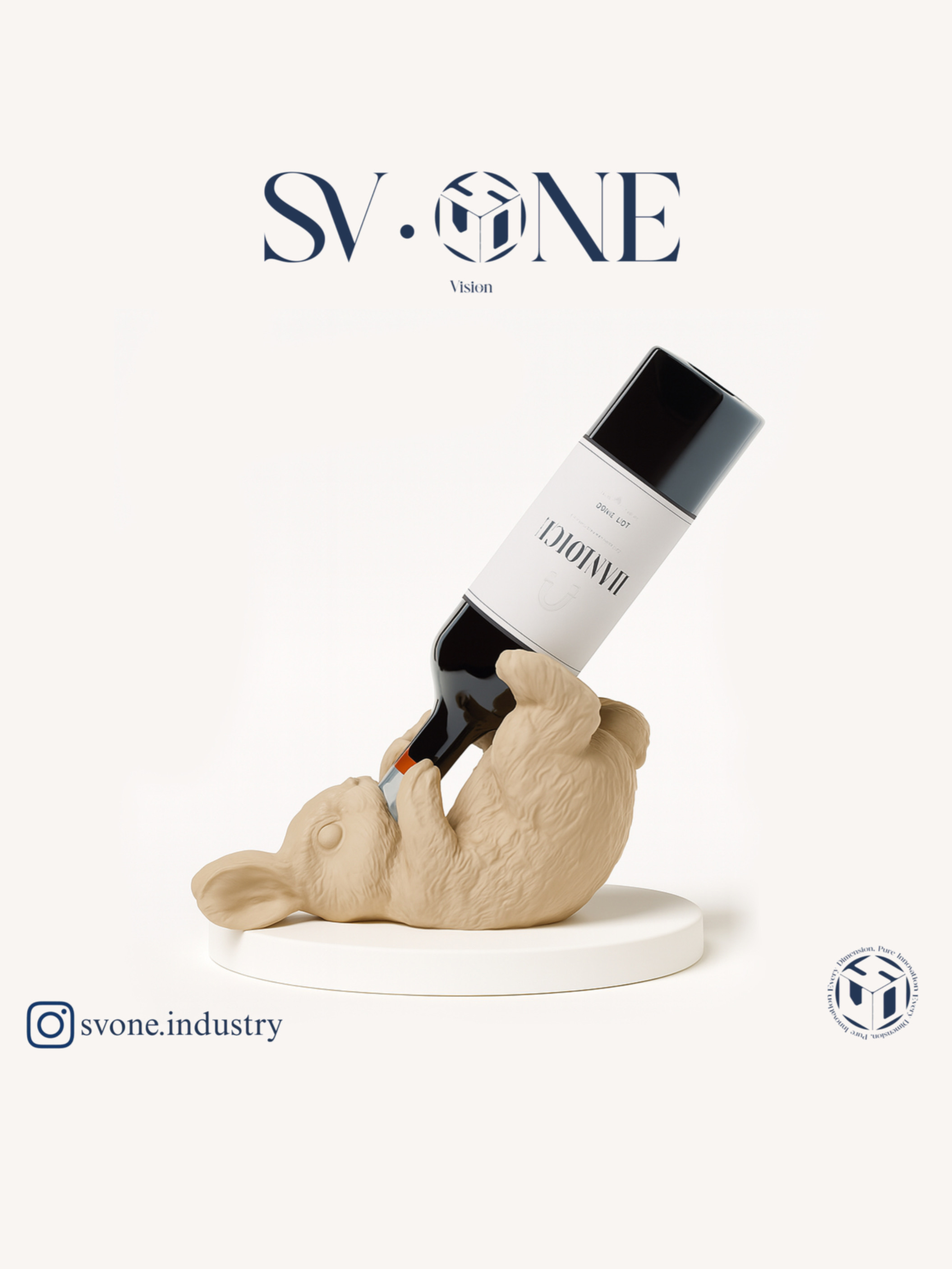 استند بطری طرح خرگوش برند SV.ONE با طراحی فانتزی و ساخته‌شده با پرینت سه‌بعدی