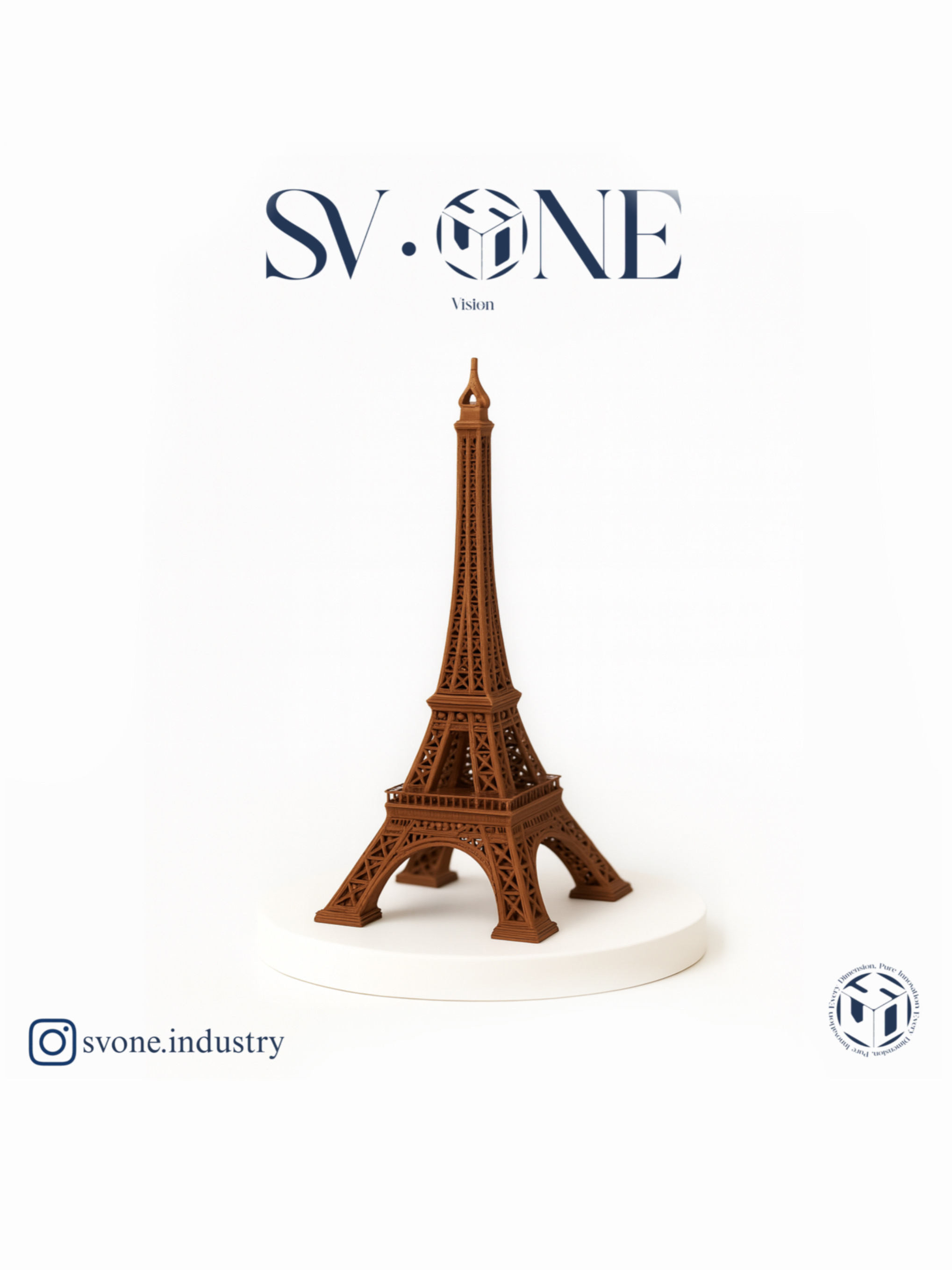 ماکت پرینت سه‌بعدی برج ایفل برند SV.ONE مناسب دکور مدرن و لوکس  مدل برج ایفل با طراحی مینیمال برند SV.ONE ساخته‌شده با پرینت سه‌بعدی  ماکت دکوراتیو برج ایفل SV.ONE برای تزئین منزل یا دفتر کار