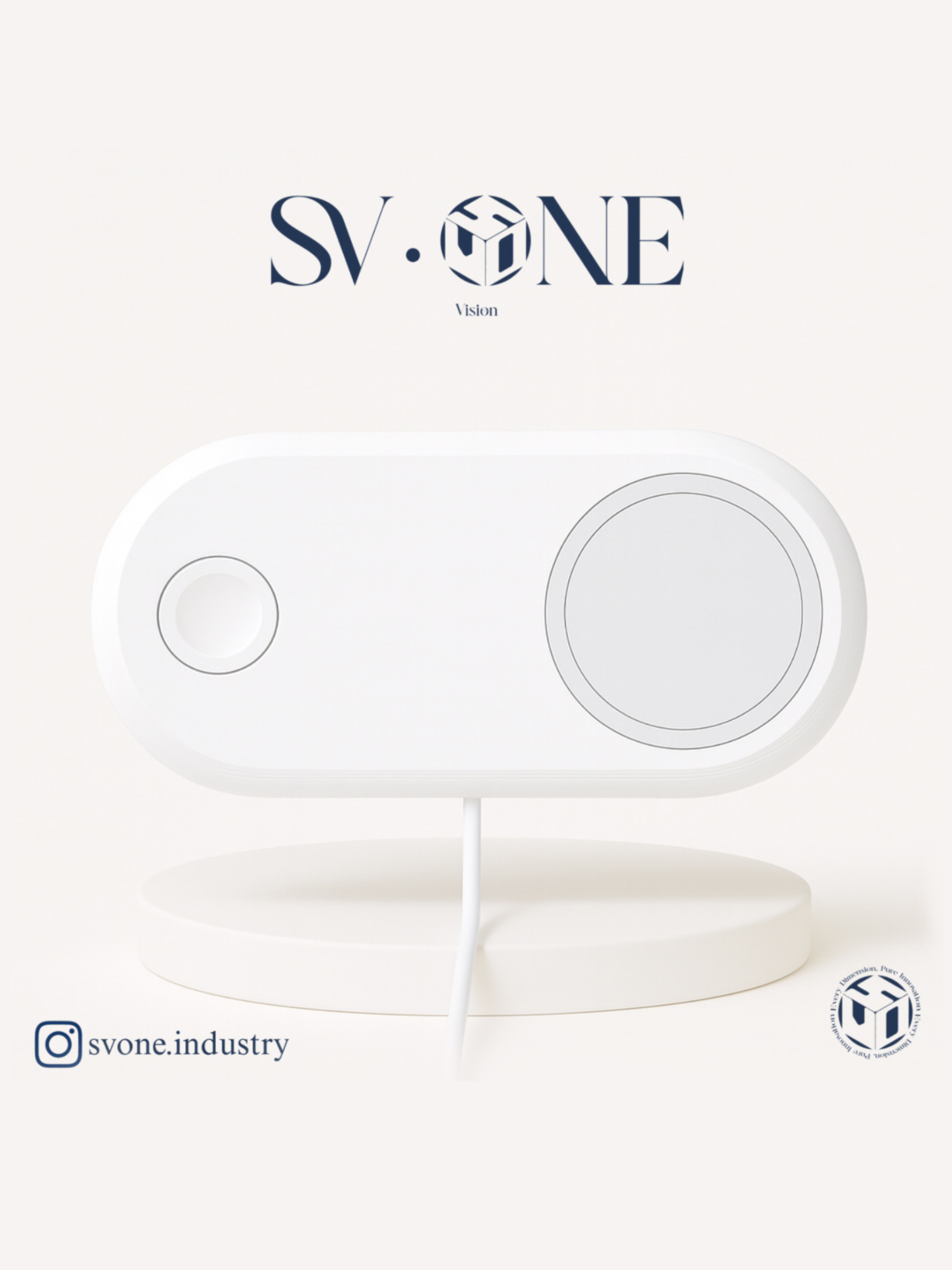 هولدر مگ‌سیف موبایل و ساعت هوشمند SV.ONE با طراحی مینیمال سفید  استند شارژر دوگانه SV.ONE مناسب موبایل و ساعت هوشمند