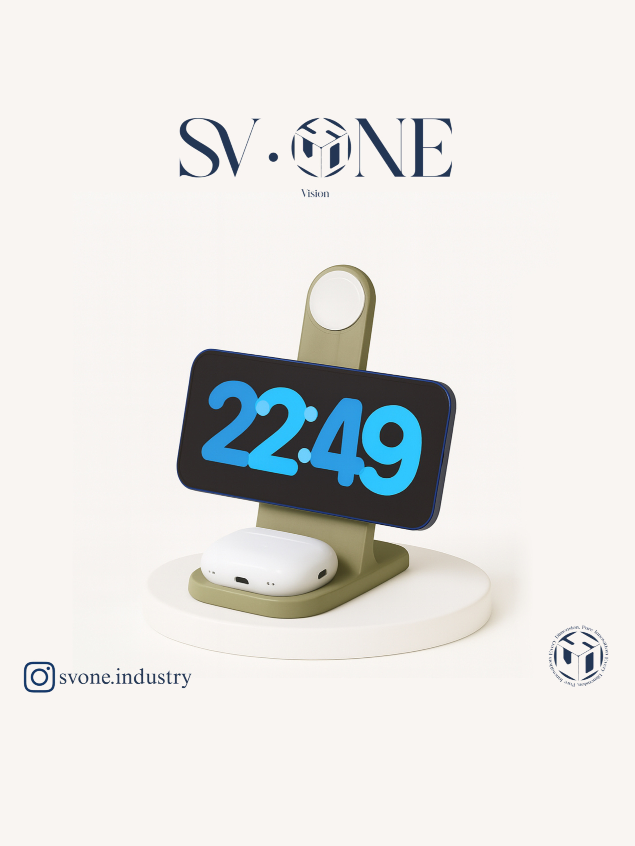 هولدر سه‌کاره مگ‌سیف SV.ONE برای موبایل، ساعت هوشمند و ایرپاد  استند شارژر SV.ONE با طراحی مینیمال و کاربردی