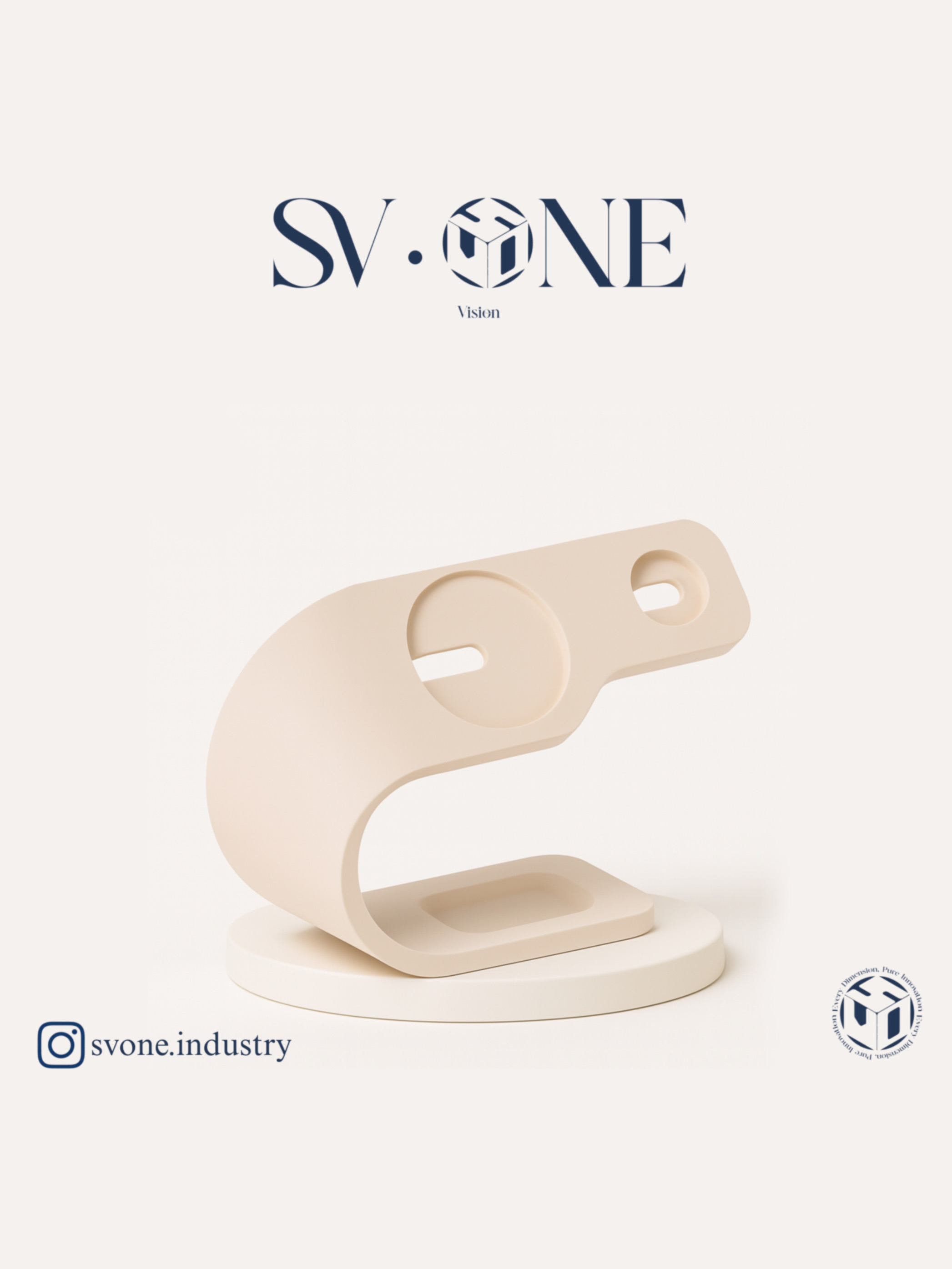 هولدر مگ‌سیف SV.ONE مخصوص موبایل، ساعت هوشمند و ایرپاد  استند شارژر سه‌کاره با طراحی ارگانیک و مینیمال SV.ONE  پایه شارژ مدرن SV.ONE برای نظم میز کار و دکوراسیون مینیمال  محصول سه‌کاره SV.ONE با فرم خمیده و طراحی لوکس