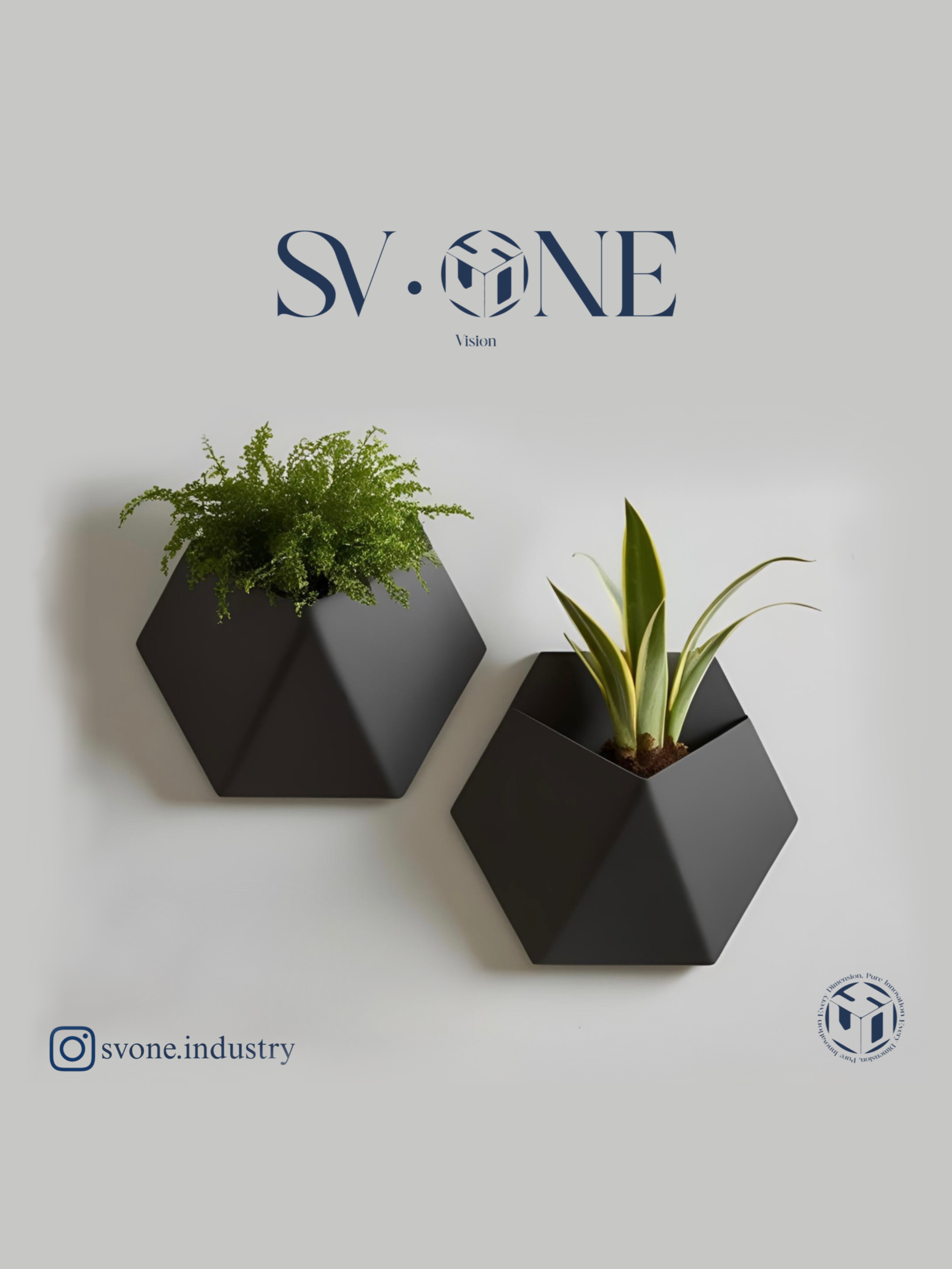 گلدان دیواری مدرن مشکی با طراحی هندسی  گلدان مینیمال SV•ONE برای دکوراسیون داخلی