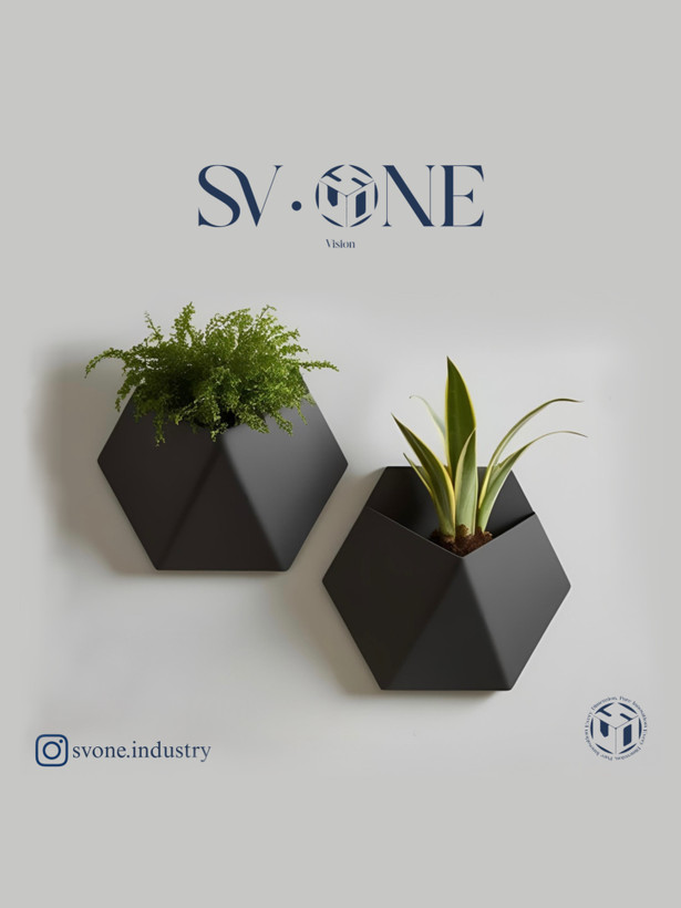 گلدان دیواری مدرن مشکی با طراحی هندسی گلدان مینیمال SV•ONE برای دکوراسیون داخلی