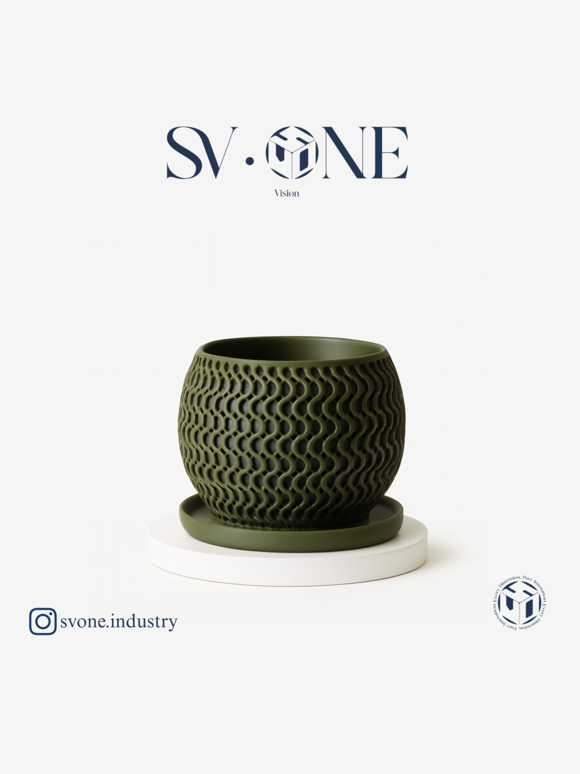 جزئیات بافت سه‌بعدی گلدان SV•ONE در نور طبیعی